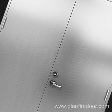 puerta de seguridad de acero inoxidable de doble hoja con clasificación de incendio